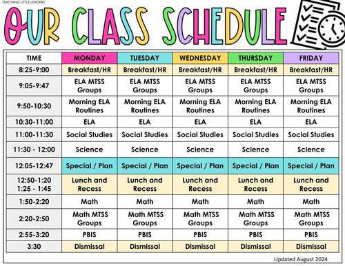 Our Class Schedule